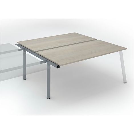 Pôle de 2 bureaux droits chêne gris L 180 x P 80 cm, piétement métal aluminium - Arch - Elément suivant - Maxiburo