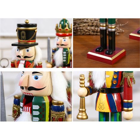 Stück 30 cm große Nussknacker-Soldaten aus Holz auf Ständer, Weihnachtsdekoration, Geschenkidee (1/5)