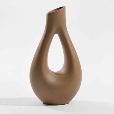 Vaso decorativo a forma di goccia, marrone, dal design minimalista, ideale per fiori.
