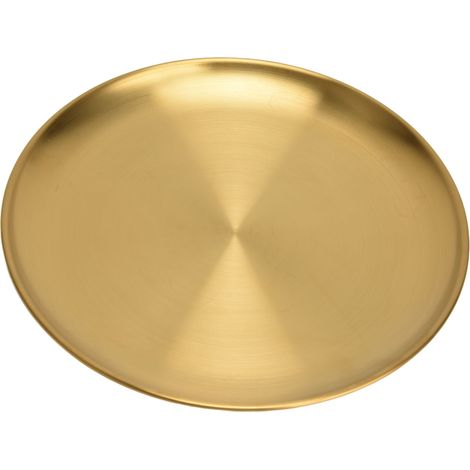 Servierplatten aus Edelstahl, Grillplatte, verdickte runde Platte, goldene Dessertplatte (1/5)