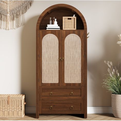 Aparador arco con mimbre y cajones vintage para salón OKMYHOME (1/5)
