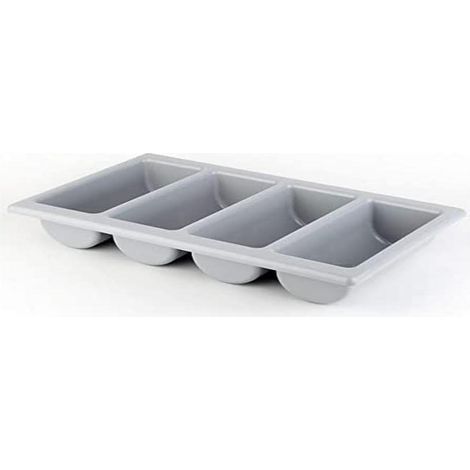 Range-couverts GN 1/1 - 1 Pièce - Plastique Gris Robuste - 4 Compartiments de Tri - Pour Restaurants et Buffets - 53 x 32,5 x 10 cm (1/2)