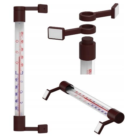 Braunes selbstklebendes Außenthermometer 22 cm