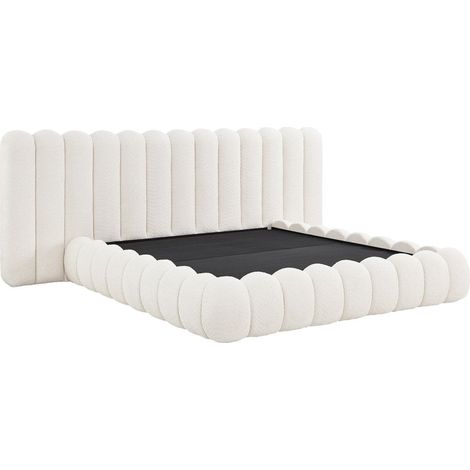 Lit coffre en tissu bouclette beige 180x200 cm GRETA (1/5)