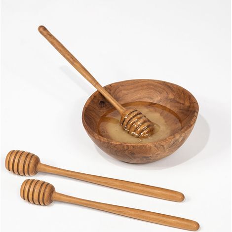 Set de 3 Cuillères à Miel en Teck Naturel 18cm - Couverts Artisanaux (1/2)