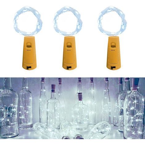 LED Bouteille Guirlande,[3 pièces] 2m 20 LED Pour Bouteille, Guirlande Lumineuse Bouteille LED Lampe Bouteille Étanche Fil d'argentFlexible Décoration pour Noël,décoration intérieure et extérieure (1/5)