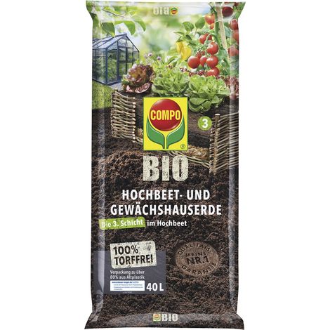 COMPO BIO Hochbeet- und Gewächshauserde torffrei, 40 Ltr (1/5)