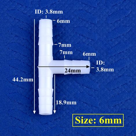 (6 mm - 50 pièces) Raccord en T blanc en PE, adaptateur pour réservoir d'aquarium, tuyau de pompe à air, raccords en forme de pagode, connecteurs pour tuyau d'irrigation de jardin (1/5)
