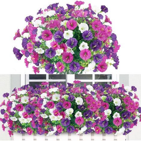 Bouquets de Fleurs Artificielles Résistantes aux Intempéries Idéal pour Balcon, Jardin, Terrasse et Décoration Extérieure (9 Bouquets)