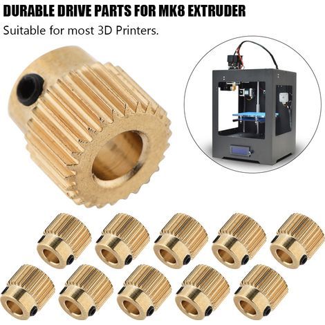 10 engrenages d'entraînement en laiton de haute qualité pour imprimante 3D MK7/MK8 (26 dents) (1/5)
