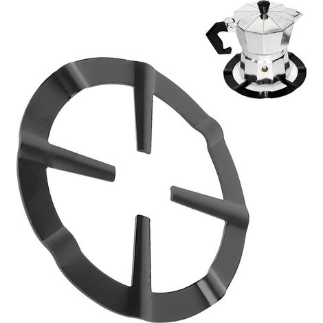 Moka-Kanne-Halterung, Edelstahl-Moka-Kanne-Halterung für Gasherde, runder Gasreduzierring aus Metall, Reduzierring für Kaffeemaschinen zum Kochen – Schwarz, 13,3 cm (1/5)