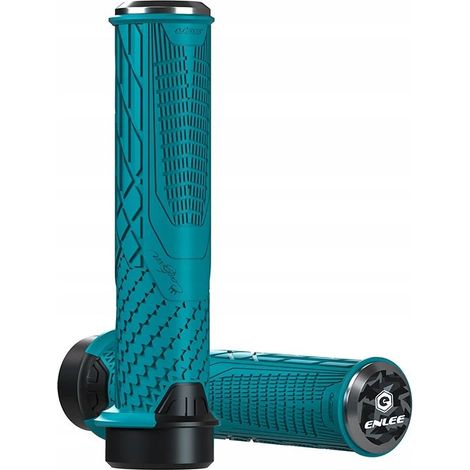Manopole per manubrio di bicicletta, in TPR, 138 mm con morsetto, colore turchese Enlee. (1/5)