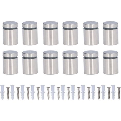 Kit de 12 vis d'entretoise en acier inoxydable 19 x 25 mm pour fixation murale publicitaire