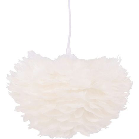 Lampe Suspension en plume "Nicola" 35cm Blanc (1/5)