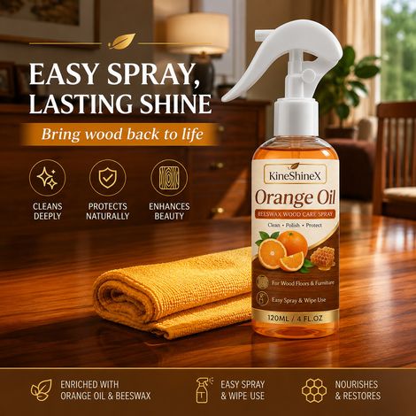 KineShineX Orangenöl- und Bienenwachs-Holzspray – Universelles Reinigungs-, Polier- und Pflegespray (1/5)