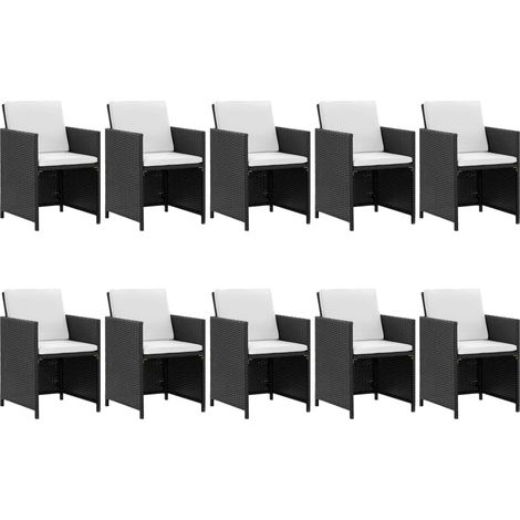 Maison Exclusive - Set da Pranzo da Giardino 11 pz con Cuscini in Polyrattan Nero (1/5)