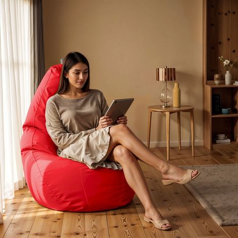 Pouf Poire Similicuir Rouge XXL rouge