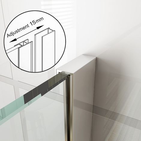 SIRHONA Paroi de douche à l’italienne en verre anticalcaire transparent 8mm avec barre de stabilisation 100 cm découpable 100 x 200 cm