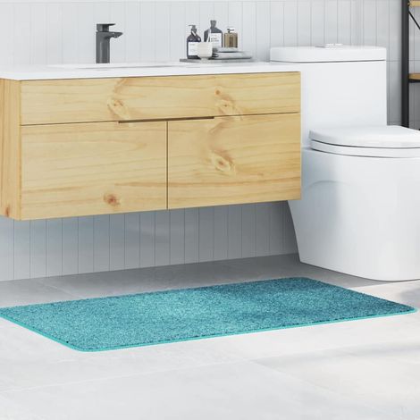 Tapis de bain antidérapant en polypropylène turquoise 70 x 120 cm - PANGIVO (1/5)