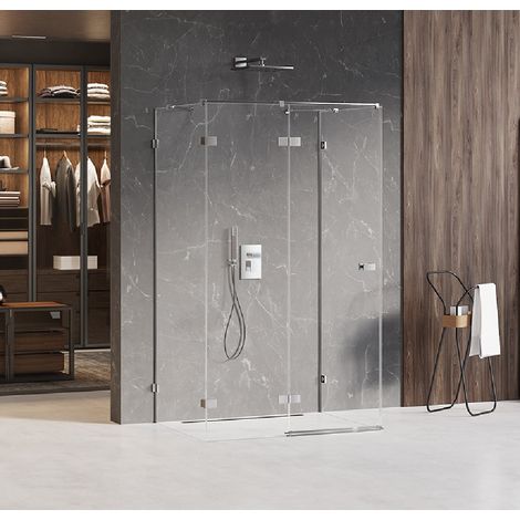 Cabine de douche chrome gauche 80x70 pivotante MAJORQUE CHROME accès de face (1/5)