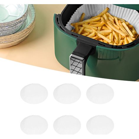 Feuilles de cuisson jetables pour friteuse à air, papier de cuisson antiadhésif jetable pour friteuse à air, blanc, petit format, 50 feuilles. (1/5)