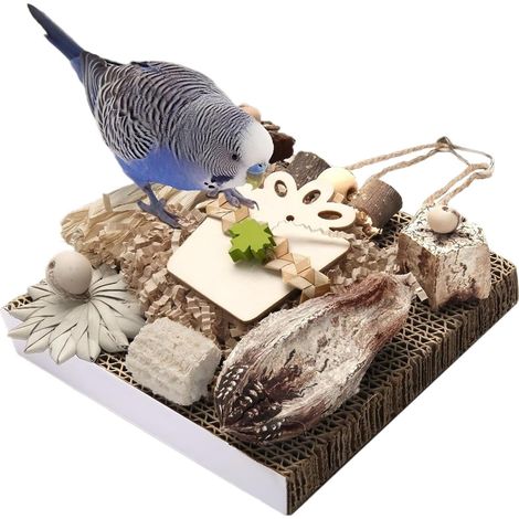 Jouet à mâcher pour perruches - En bois et carton - Accessoires de cage - (1/5)