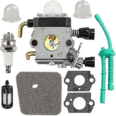 kit de carburateur de rechange compatible avec les modèles Stihl FS38, FS45, FS46, FS55, KM55 et FS85 : filtre à air, joint de carburateur et pièces détachées. (1/5)