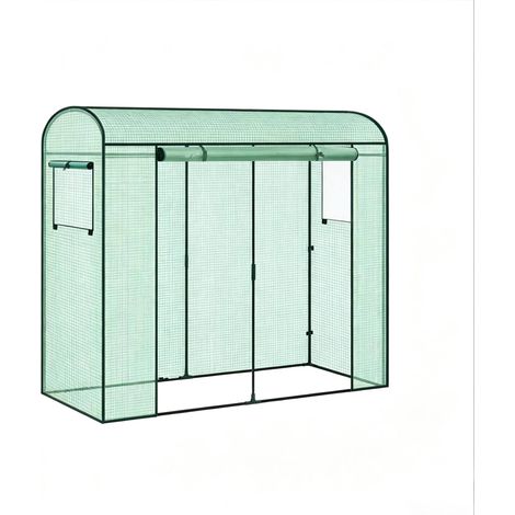 Serre de jardin en film PE vert, structure acier galvanisé, 2 fenêtres et porte enroulable, 170 x 68 x 200 cm, pour potager, semis, balcon et terrasse - CHICFURN (1/5)