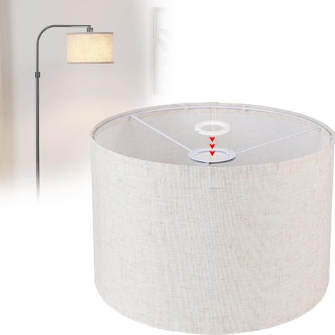 Fabric Lampshade H20 × Ø30 cm E14/E27, Cylindrical Linen, Beige  Round, Natural, Suitable for Sockets, for Floor Lamp, Ceiling Lamp, Wall Lamp, Bedside Lamp, Table Lamp (1/5)