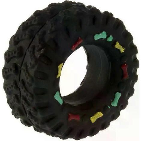 HONORNIC - Jouet à mâcher résistant aux morsures pour chiens, pneu en caoutchouc couineur pour chiots de petite taille - Accessoires pour animaux de compagnie (1/5)