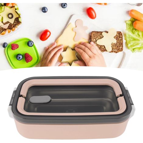 Isolierte Lunchbox aus Edelstahl im japanischen Stil, mit abgedichtetem Fach für Schüler, mikrowellengeeignet, rosa. (1/5)