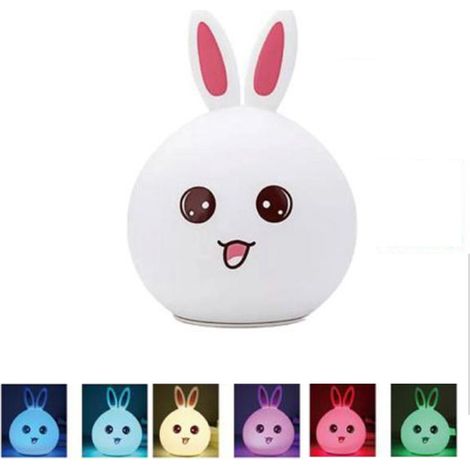 WEICHE SILIKON-RGB-LED-TISCHLAMPE IN HASENFORM MIT TOUCH-FUNKTION FÜR KINDER