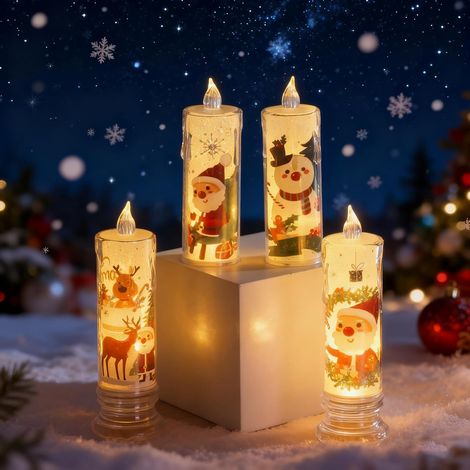4 Bougies LED Noël Sans Flamme 12,2 cm avec Effet Flamme 3D, Bougies Vintage à Piles pour Décoration Maison et Table (1/5)