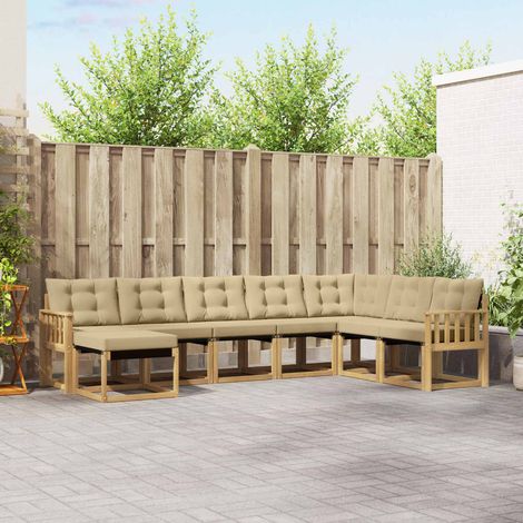 vidaXL Outdoor-Sofagarnitur mit Kissen 8 pcs Weiß und Beige (1/5)