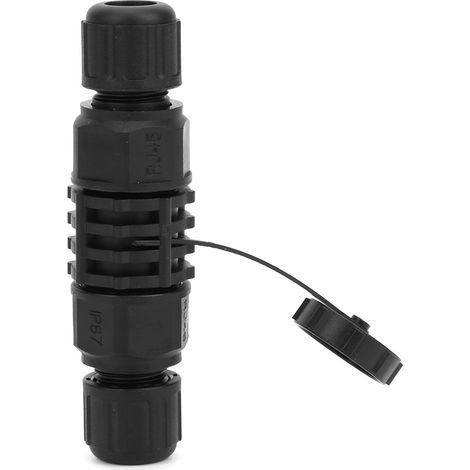 Connecteur Ethernet RJ45, adaptateur anti-poussière et eau, noir, extérieur, fil à 8 broches vers coupleur IP67 (1/5)