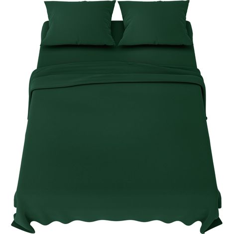 Parure de Lit 160x200 cm Vert Microfibre Douce (1/5)