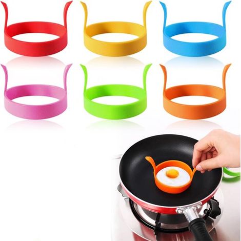 Set di 6 stampi in silicone per dolci, stampi per uova, anelli per pancake, stampi antiaderenti per uova, stampi rotondi in silicone per uova fritte, stampi per pancake, stampi per pancake per cucinar (1/5)