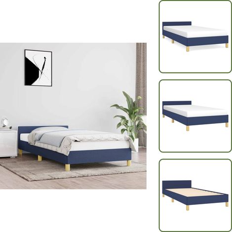 The Living Store Giroletto con Testiera senza Materasso Blu 80x200 cm Tessuto - Letto con testiera
