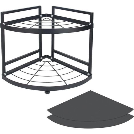 Étagère d'angle à 2 niveaux pour cuisine, salle de bain, armoire de rangement, étagère à épices, étagère sous évier [H 31/l 30 cm] (1/5)