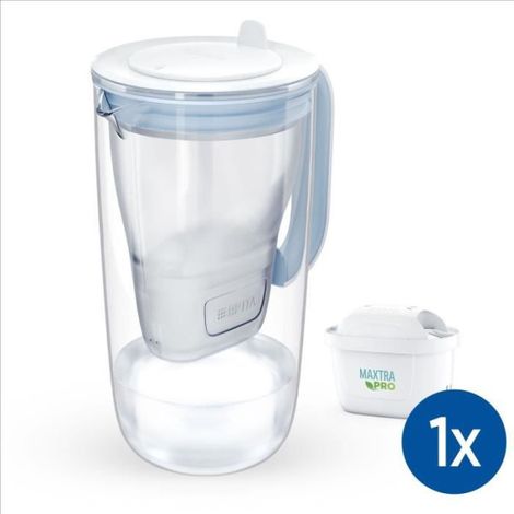 Carafe filtrante en verre BRITA - Model One bleue - Capacité 2,5L dont 1,5L d'eau filtrée - 1 Cartouche Maxtra Pro All-In-1 in (1/5)