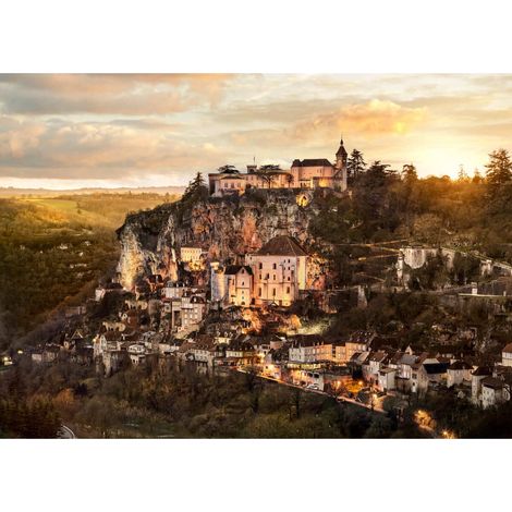 Tableau sur toile cité médiévale 100x140 cm - Impression sur Toile Murale Décorative - Image imprimée en HD sur Toile - Toile sur Châssis en Bois FSC - Fabriqué en France (1/5)