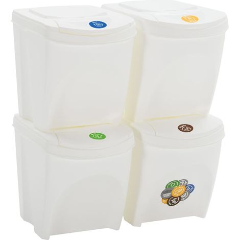 Maison Exclusive - Contenitori Impilabili Rifiuti 4 pz Bianco 100 L Polipropilene (1/5)