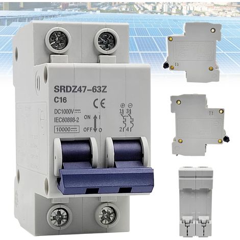 Miniature Disjoncteur, Disjoncteur 16a, 1000v DC Disjoncteurs Électriques, DZ47-63Z 2P Disjoncteur, pour la Protection du Courant (1/5)