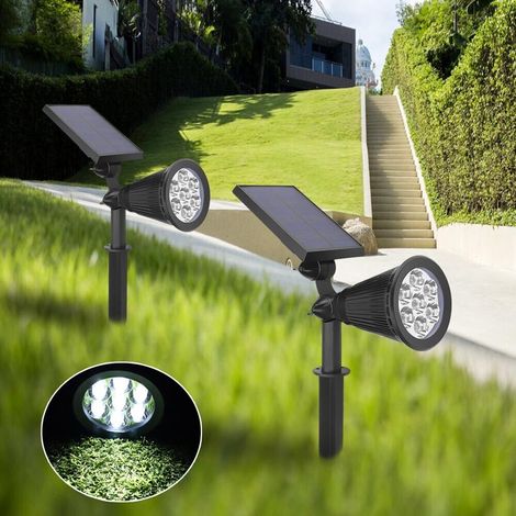 Coppia Faro Con Pannello Solare Ricaricabile 7 Watt Faretto Luce Bianca Giardino (1/4)