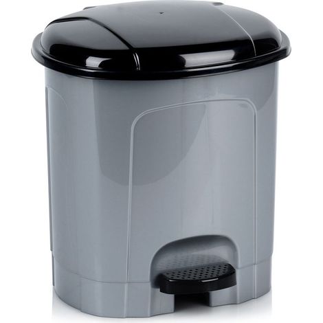 Poubelle à pédale en plastique, grise, 5,5 l (1/5)