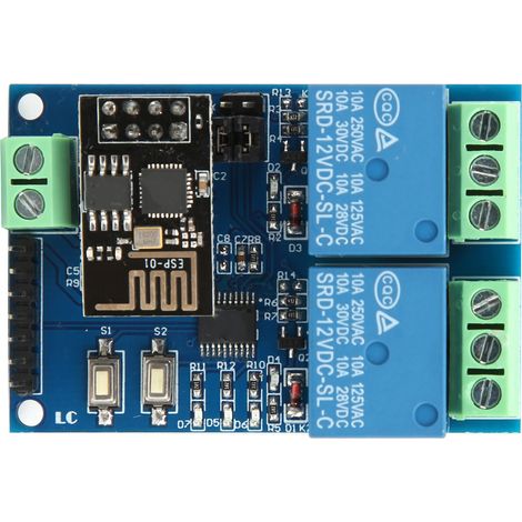 Module WiFi 2‑Voies ESP8266, Interrupteur Sans Fil Commande à Distance via APP Android, Relais 12V (1/5)