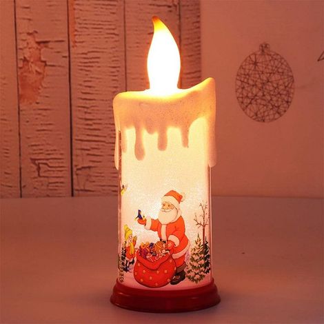 Bougie LED sans flamme, bougie de Noël à flamme simulée, bougie à piles Père Noël et bonhomme de neige pour mariage, Halloween, Noël et Nouvel An - le père Noël A (1/5)