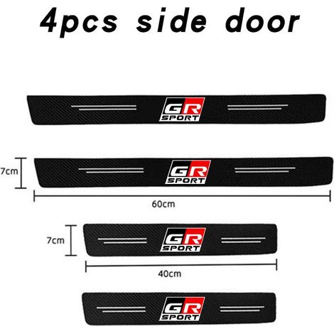 (4 pièces pour GR) Protections de seuil de porte en cuir autocollantes pour Toyota GR Sport,Gazoo Racing,Yaris 86,Corolla,Hilux,Supra et C-HR Accessoires (1/3)