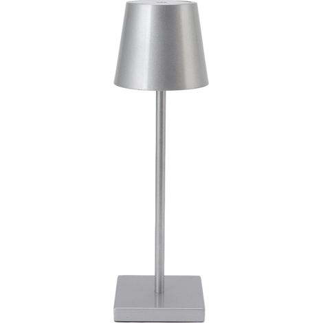 Moderne, schlichte, wiederaufladbare, helle und dimmbare LED-Tischleuchte mit kabellosem Touch-Schalter für Restaurants und Bars, silberfarben (1/5)