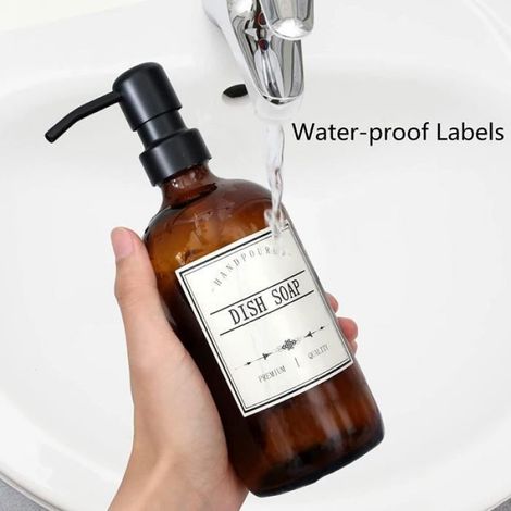 Distributeur De Savon - Verre Ambré - Pompe Acier Inoxydable - Salle De Bain - 500 ml (1/4)